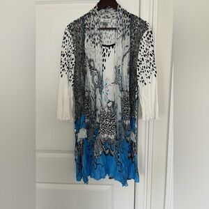 Ania A. Crinkled  Stretch 3/4 sleeve Shawl overlay Combo Top Sz. XL NWOT